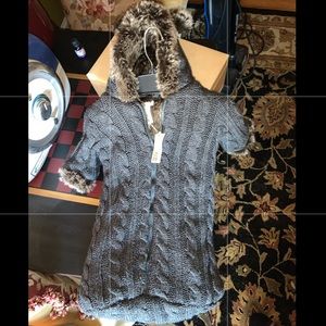 Baby and Child cable knit, faux fur lined coat